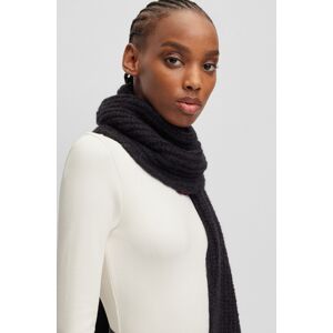 HUGO Schal »Slogues_scarf«, Extralanger Woll-Mix Schal mit Jacquard-Logo... Black