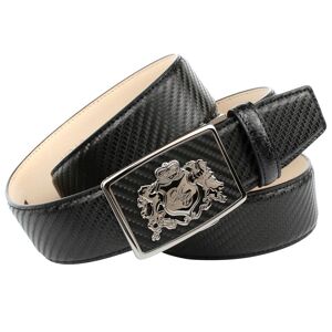 Anthoni Crown Ledergürtel, für Jeans mit Metalllogo schwarz Größe 110