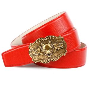 Anthoni Crown Ledergürtel, in rot mit Wolfkopf-Schnalle rot Größe 105