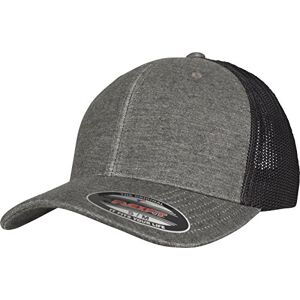 Flexfit Unisex 6511M-Retro Trucker Melange Cap, Khaki/Black Mesh, S/M