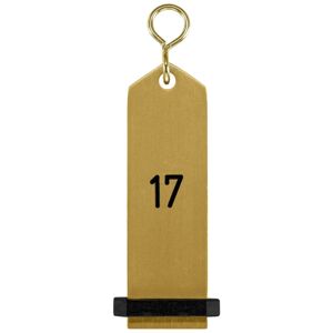 VEGA Schlüsselanhänger Bumerang mit Ziffernprägung; 10x3 cm (LxB); gold; Prägung 17