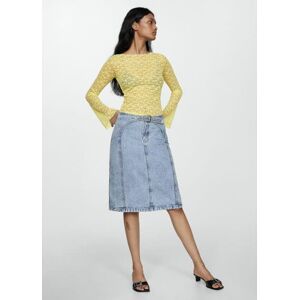 Mango Midi-Jeansrock mit Gürtel - Blau - M - weiblich