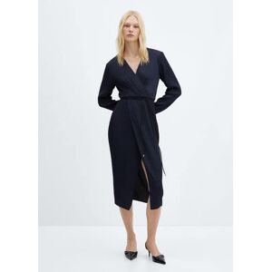 Mango Wickelkleid mit Gürtel - Nachtblau - XL - weiblich