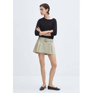 Mango Mini-Jeansrock mit Gürtel - Mittelgrau Vintage - S - weiblich