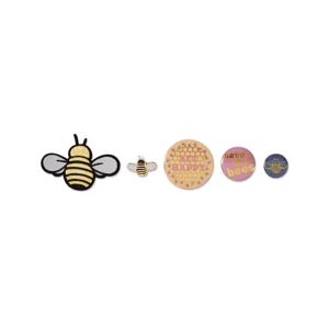 Anstecker-und-Bügelbild-Set »Biene« - Tchibo - Mehrfarbig Buttons Weissblech, FSC®-zertifiziertes Papier und Laminierfolie Bügelbild Filz, Gewebe, Garn und Plastik   unisex