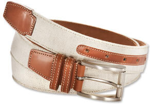 Belts Italienischer Leinen-Leder-Gürtel, 100 cm - Natur/Cognac