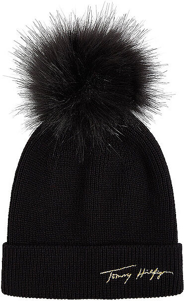 Tommy Hilfiger Mütze - Beanie Signature schwarz   Damen   AW0AW10996