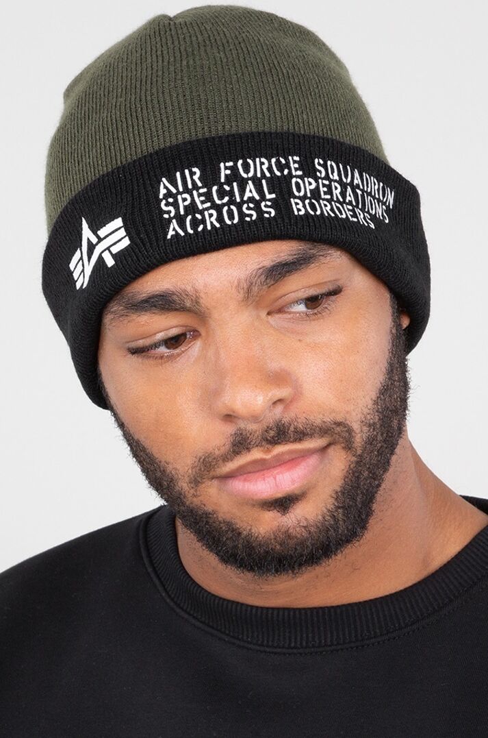 Alpha Industries Air Force Beanie Jedna velikost Zelená