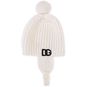 Dolce & Gabbana Kids Grob gestrickter Beanie - Weiß I/II Unisex