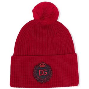 Dolce & Gabbana Kids Bommelmütze mit Logo-Stickerei - Rot S Unisex