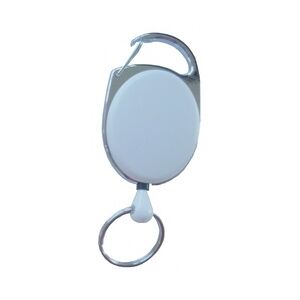 JOJO – Ausweishalter Ausweisclip Schlüsselanhänger ovale Form, Metallumrandung Schlüsselring, Farbe weiss - 100 Stück