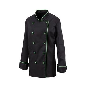 Exner 219 - Damenkochjacke langarm, taillert, Fb. schwarz, mit farbiger Paspel : lemon green 65% Polyester 35%Baumwolle 220 g/m2 M