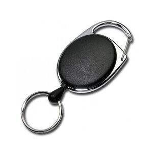 JOJO – Ausweishalter Ausweisclip Schlüsselanhänger ovale Form, Metallumrandung Schlüsselring, Farbe schwarz - 100 Stück
