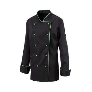 Exner 219 - Damenkochjacke langarm, taillert, Fb. schwarz, mit farbiger Paspel : lemon green 65% Polyester 35%Baumwolle 220 g/m2 L