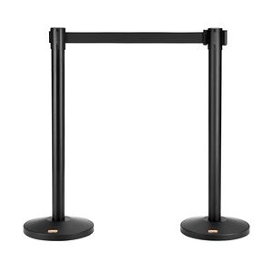 VEVOR Crowd Control Stanchions 2er-Pack Absperrungen aus Kohlenstoffstahl mit 11FT schwarzem Gürtel