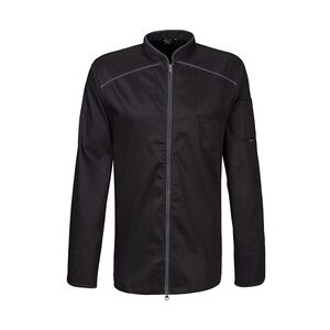 Exner 220 - Kochjacke langarm, 2-wege RV, Fb. schwarz mit farbiger Paspel : graphit 65% Polyester 35%Baumwolle 220 g/m2 M