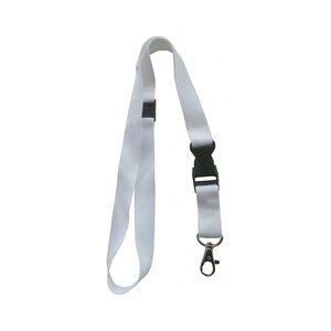 Umhängeband Lanyards Schlüsselanhänger Polyester, drehbarer Karabinerhaken, Steckschnalle, Sicherheitsbruchstelle, weiß - 100 Bänder