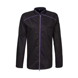 Exner 220 - Kochjacke langarm, 2-wege RV, Fb. schwarz mit farbiger Paspel : purple 65% Polyester 35%Baumwolle 220 g/m2 5XL