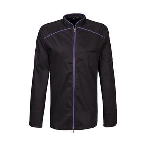 Exner 220 - Kochjacke langarm, 2-wege RV, Fb. schwarz mit farbiger Paspel : purple 65% Polyester 35%Baumwolle 220 g/m2 2XL