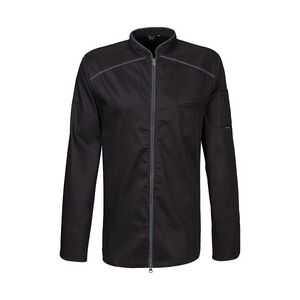 Exner 220 - Kochjacke langarm, 2-wege RV, Fb. schwarz mit farbiger Paspel : graphit 65% Polyester 35%Baumwolle 220 g/m2 M