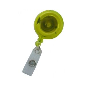 JOJO – Ausweishalter Ausweisclip Schlüsselanhänger, runde Form, Gürtelclip, Druckknopfschlaufe, Farbe transparent gelb - 100 Stück