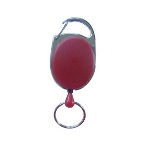 JOJO – Ausweishalter Ausweisclip Schlüsselanhänger ovale Form, Metallumrandung Schlüsselring, Farbe rot - 100 Stück