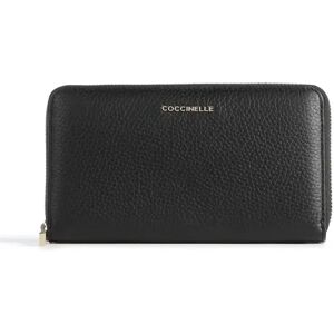 Rose Bags Coccinelle Geldbörse SOFTY WALLET groß Metallic genarbtes Leder - Variante: SCHWARZ