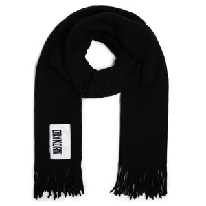 Drykorn Schal mit Logo-Patch Damen Wolle, schwarz