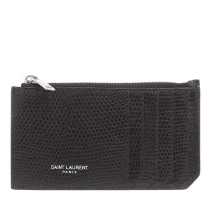 Saint Laurent Portemonnaie - Zipper Card Holder In Lizard Embossed Leather - Gr. unisize - in Schwarz - für Damen