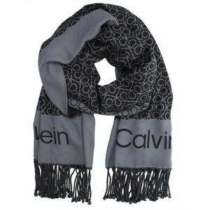 Calvin Klein FRINGES MONOGRAM SCARF 100X200 0.0 schwarz