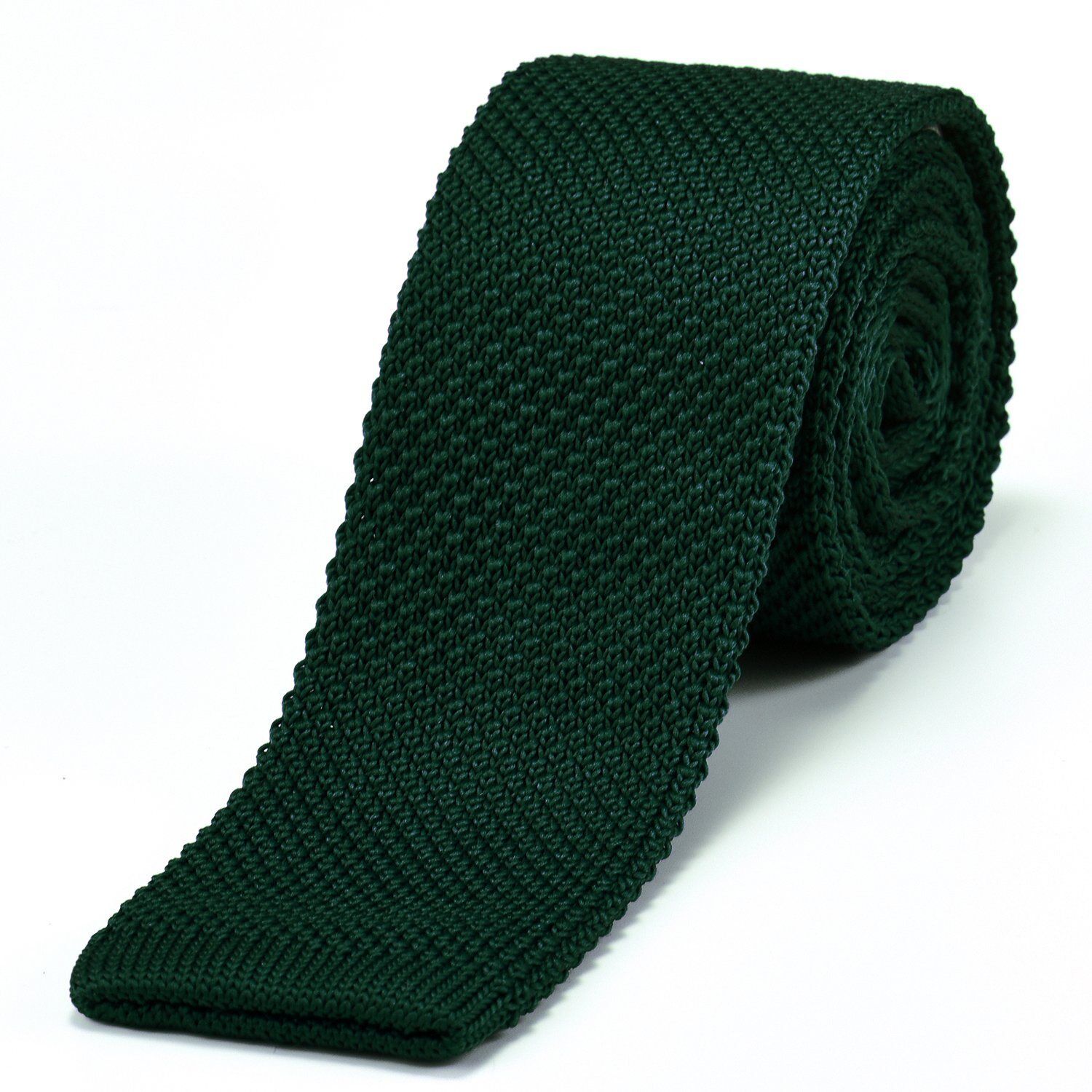 DonDon Krawatte »schmale Krawatte 5 cm Wollkrawatte« (1-St) Strickkrawatte, Retro-Look, für Büro oder festliche Veranstaltungen, dunkelgrün