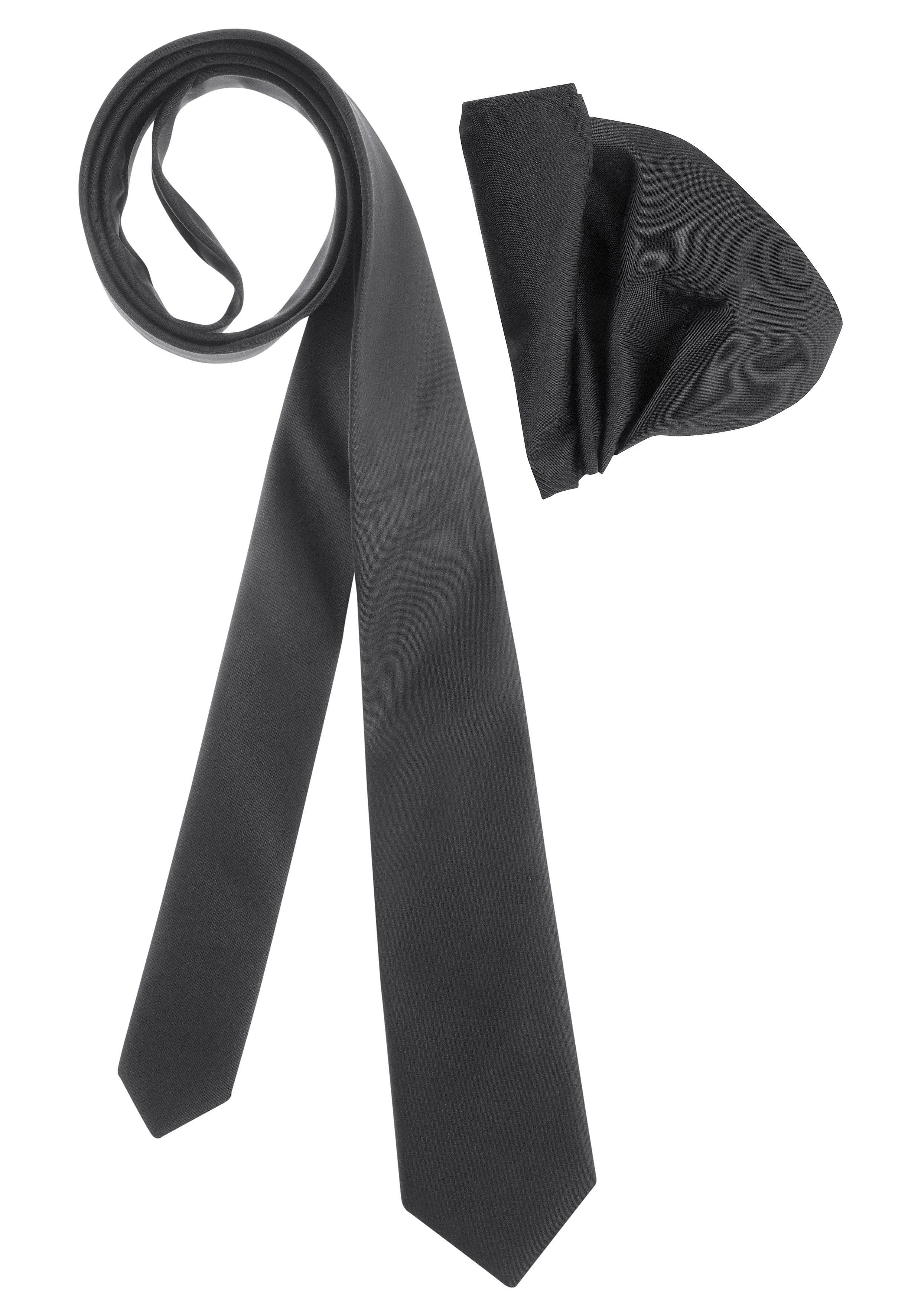 Bruno Banani Krawatte (Set, 2-St., mit Einstecktuch) inklusive Einstecktuch, schwarz