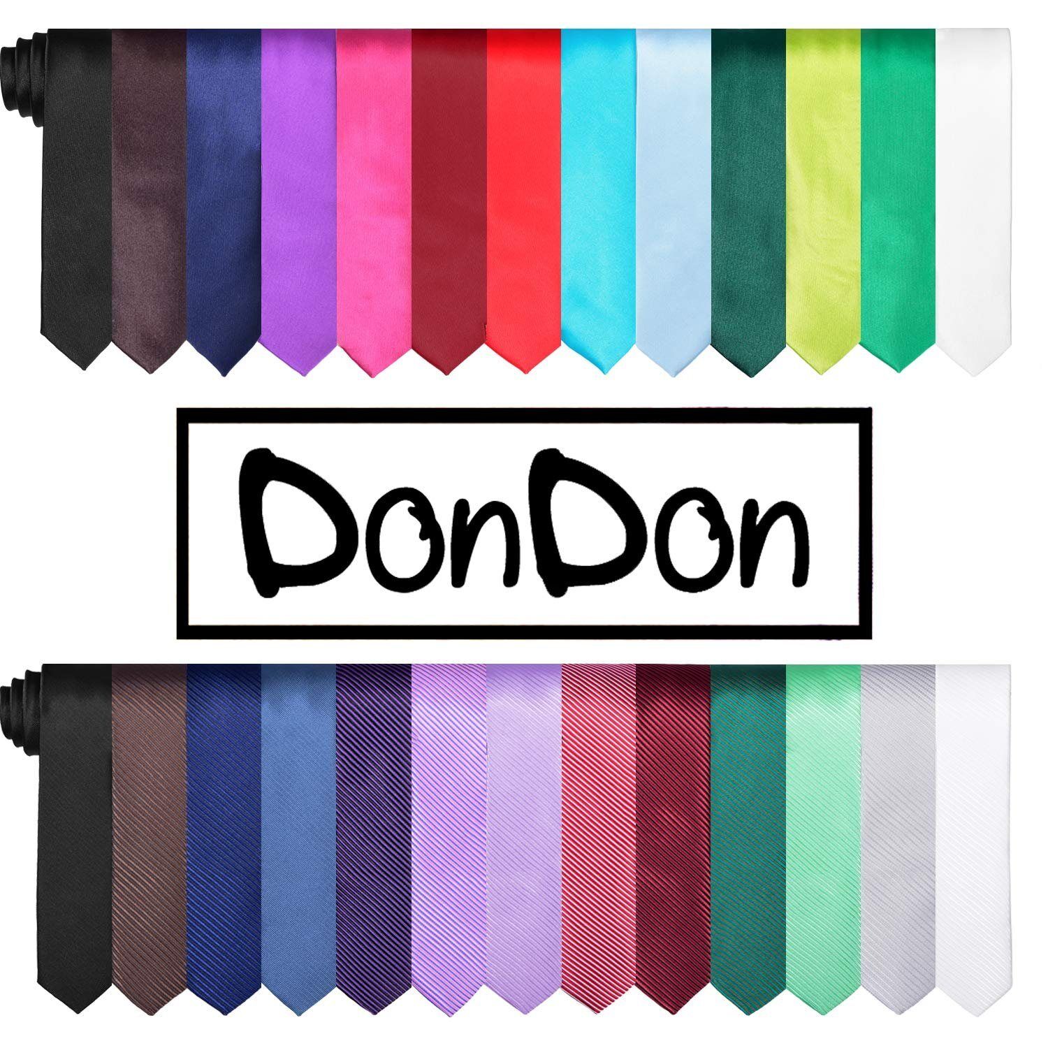 DonDon Krawatte »schmale Krawatte 5 cm unifarben« (1-St) matt, glänzend, gestreift, Seidenlook, pink glänzend