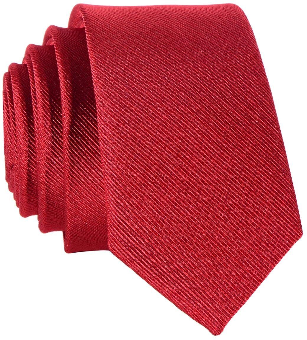 DonDon Krawatte »schmale Krawatte 5 cm unifarben« (1-St) matt, glänzend, gestreift, Seidenlook, rot