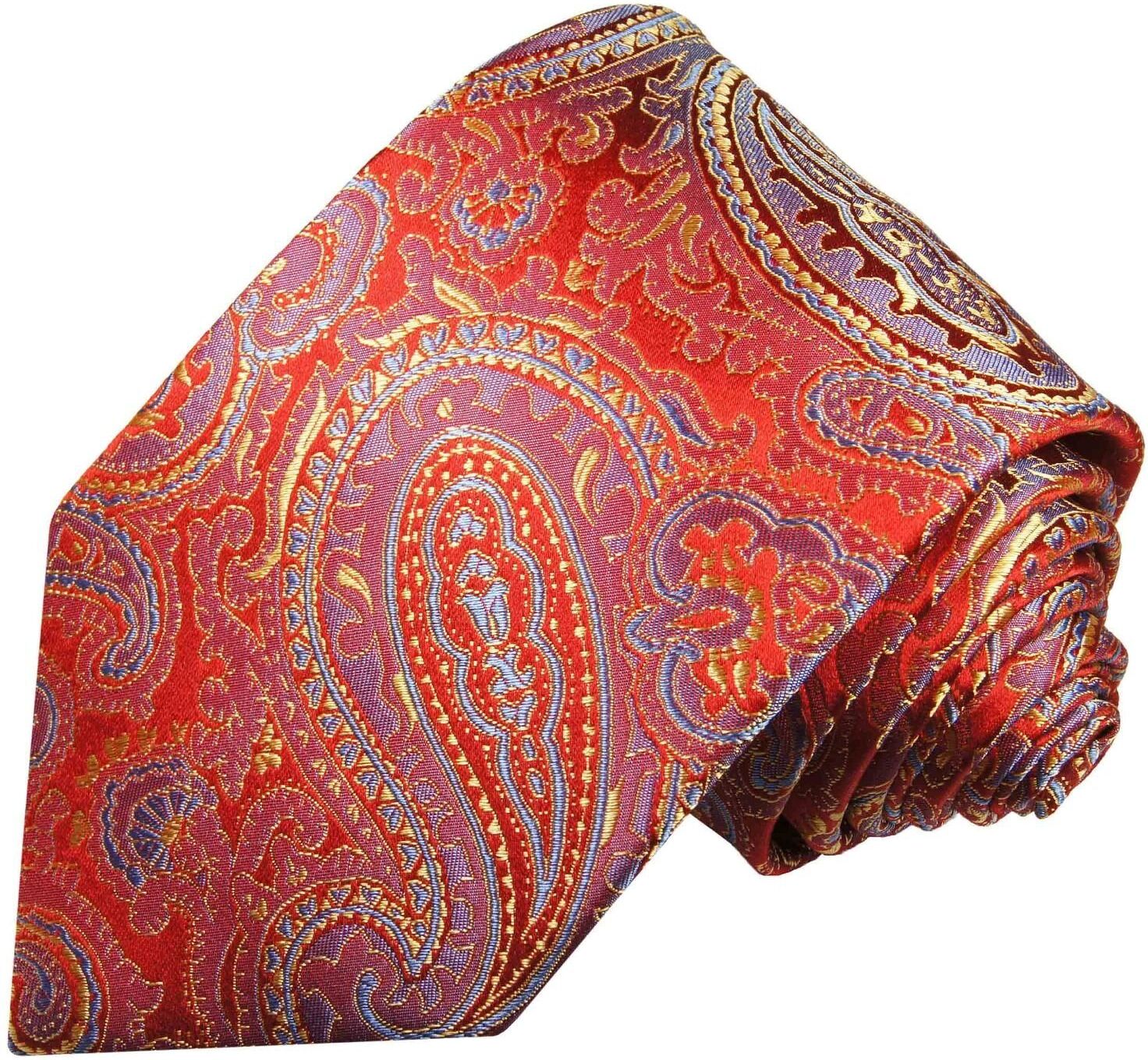 Paul Malone Krawatte »Elegante Seidenkrawatte Herren Schlips modern paisley brokat 100% Seide« Schmal (6cm), rot blau gold 696