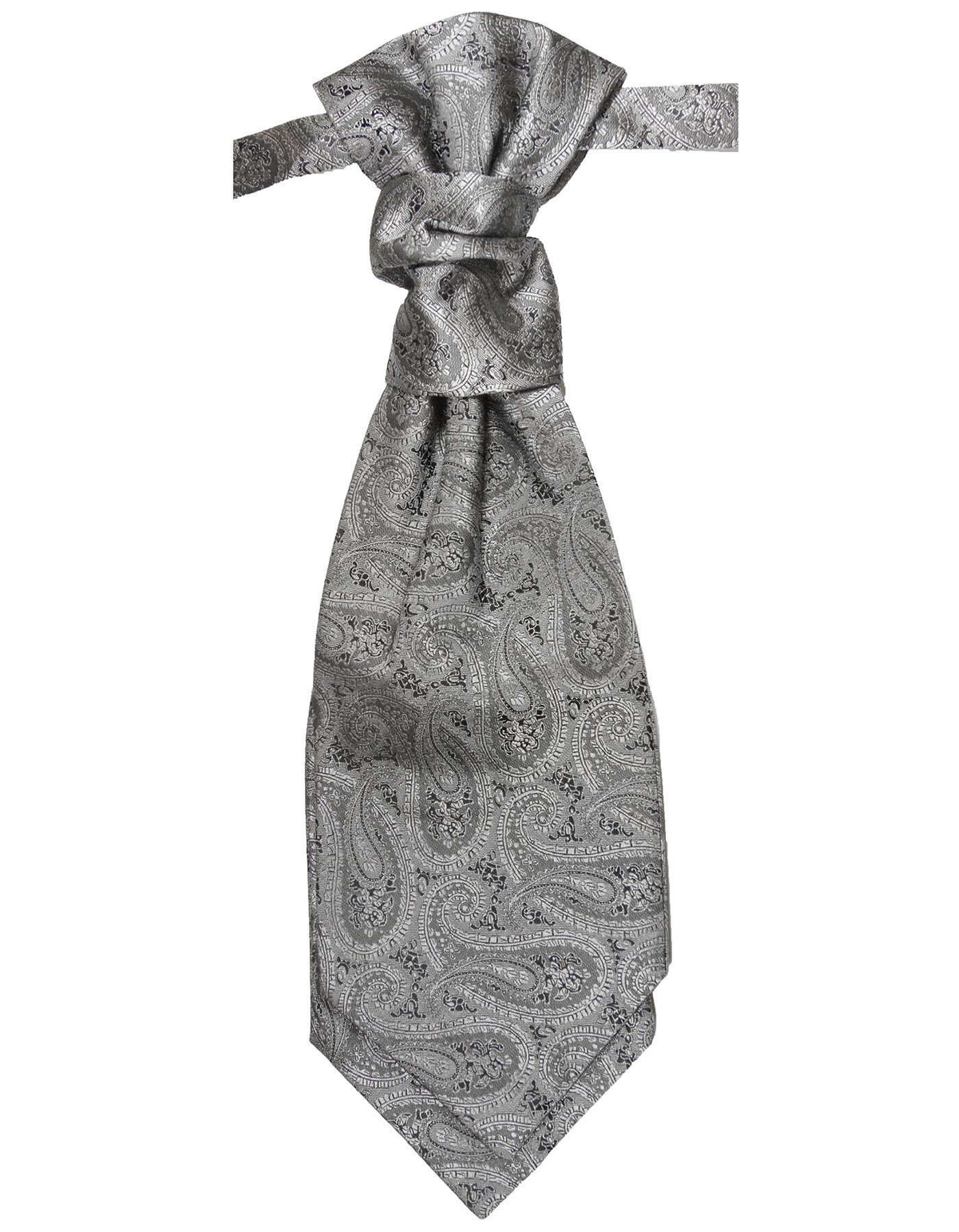 Paul Malone Krawatte »Elegantes Herren Plastron paisley Hochzeitskrawatte - vorgebunden - Bräutigam Hochzeitsmode« silber grau v30