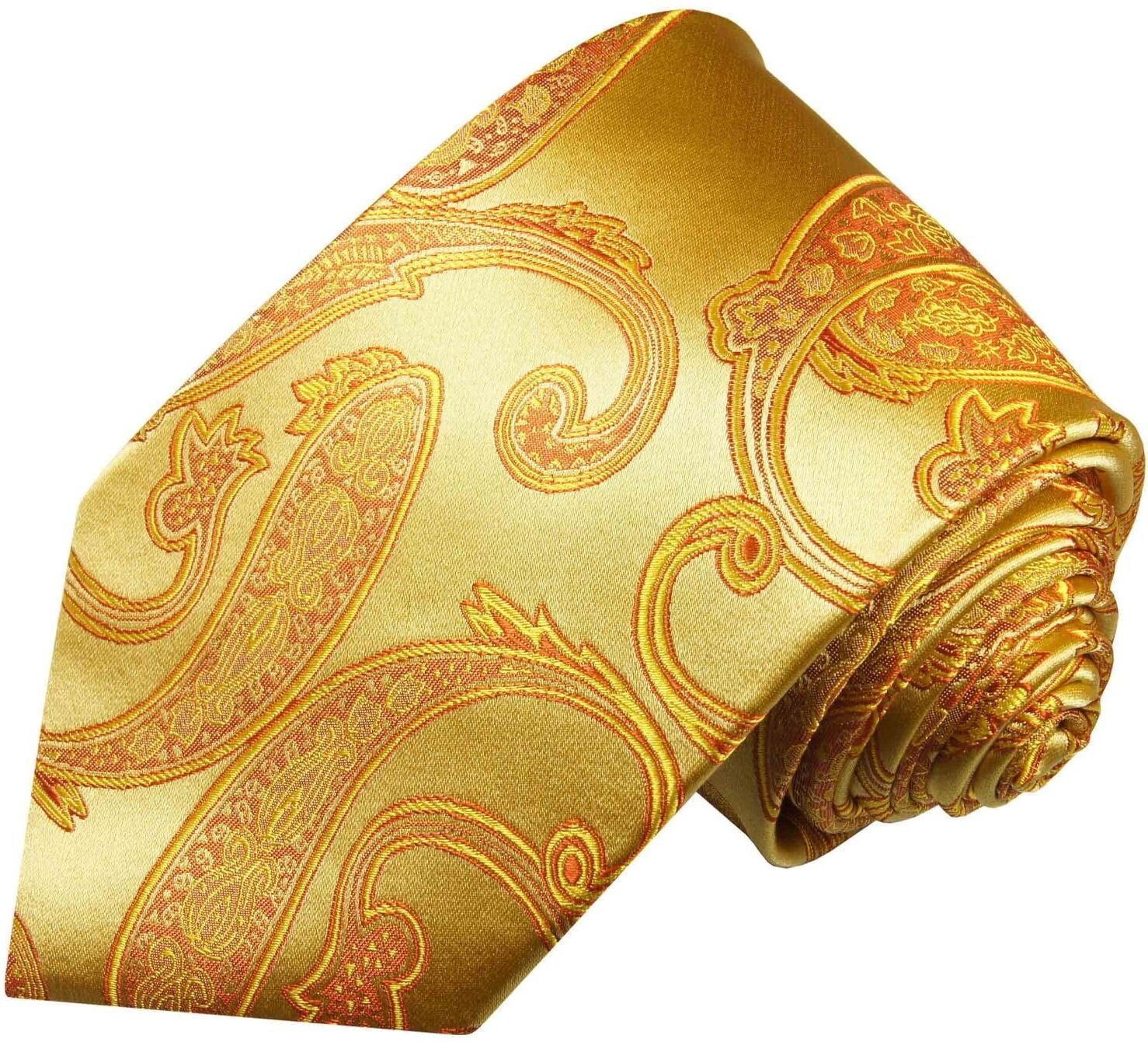 Paul Malone Krawatte »Elegante Seidenkrawatte Herren Schlips modern paisley brokat 100% Seide« Schmal (6cm), gold 517