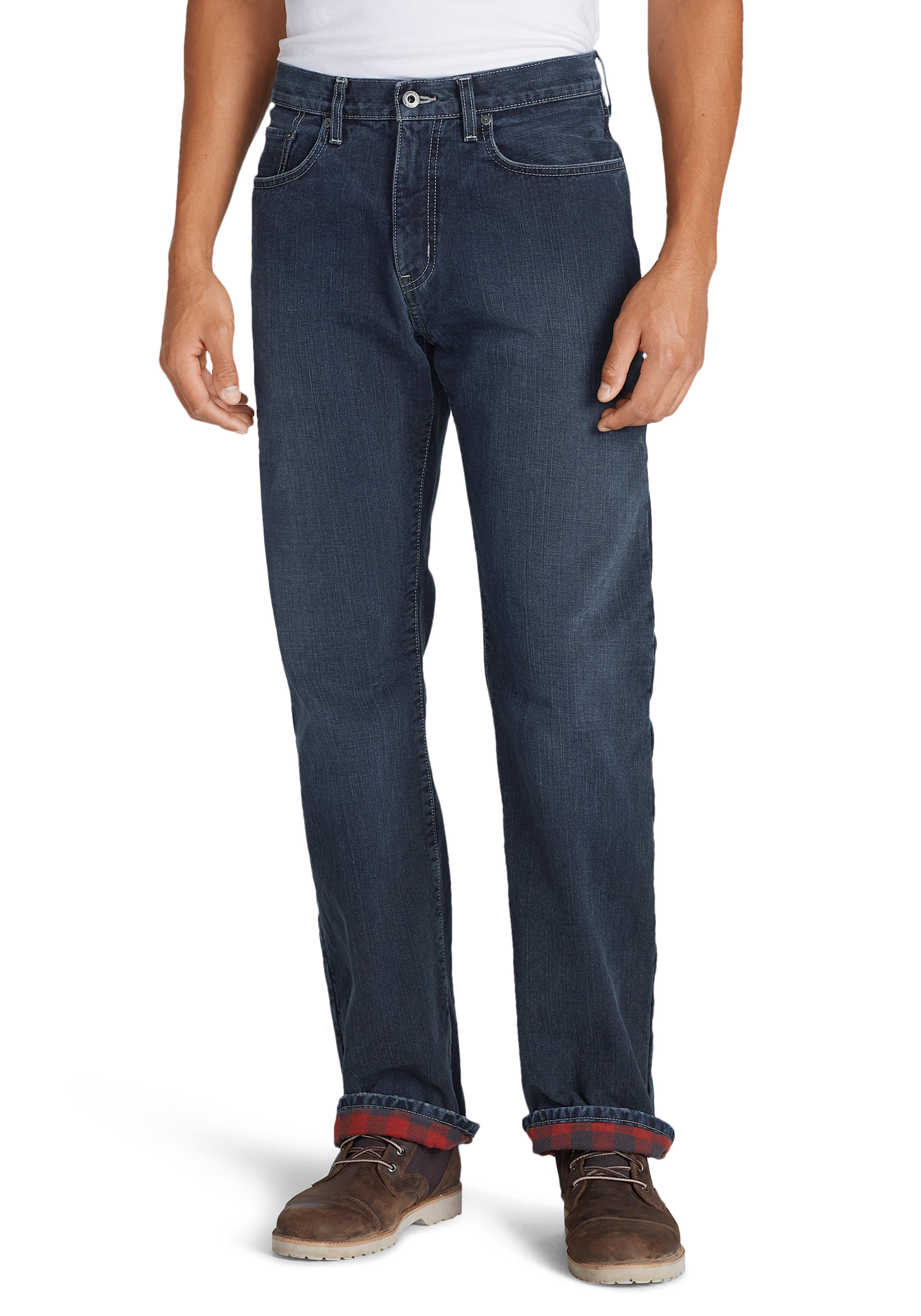 Eddie Bauer 5-Pocket-Jeans Flex mit Flanellfutter - Straight Fit, grau