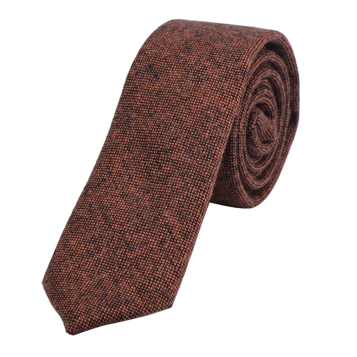 DonDon Krawatte »Herren Krawatte 6 cm einfarbig kariert und gepunkt« (1-St) Baumwolle, verschiedene Muster, für Büro oder festliche Veranstaltungen, orange-schwarz
