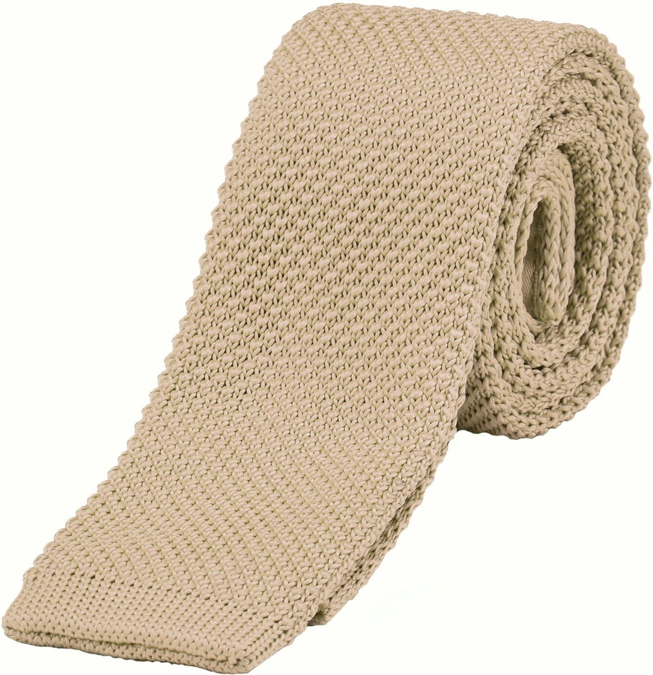 DonDon Krawatte »schmale Krawatte 5 cm Wollkrawatte« (1-St) Strickkrawatte, Retro-Look, für Büro oder festliche Veranstaltungen, beige