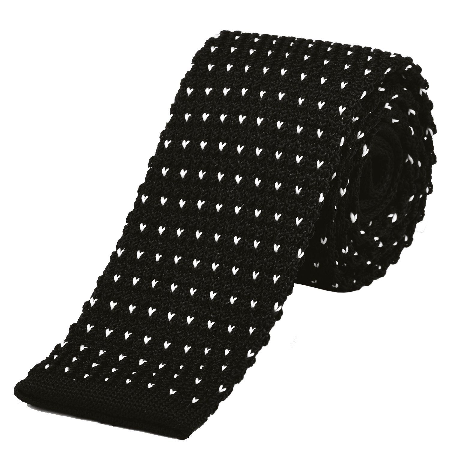 DonDon Krawatte »schmale Krawatte 5 cm Wollkrawatte« (1-St) Strickkrawatte, Retro-Look, für Büro oder festliche Veranstaltungen, schwarz-weiß