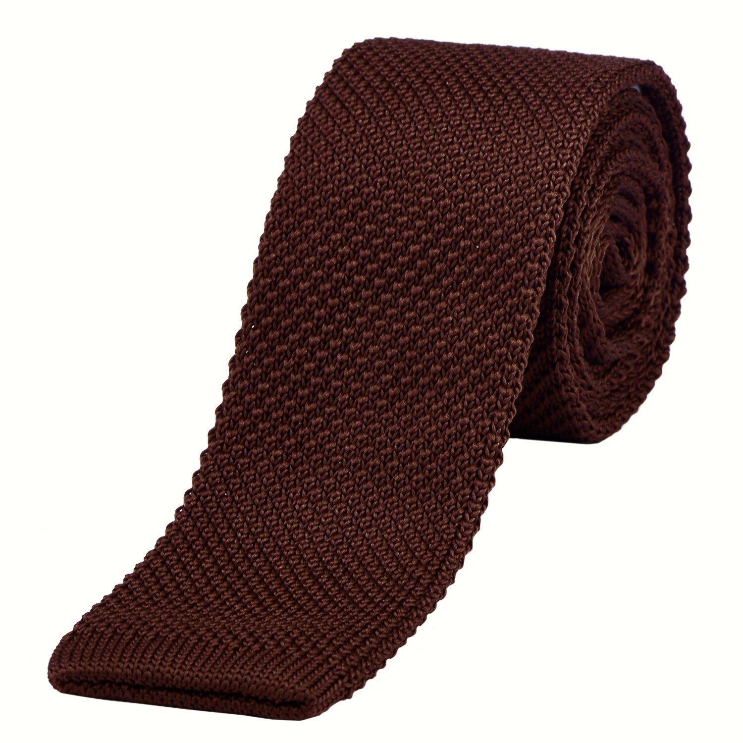 DonDon Krawatte »schmale Krawatte 5 cm Wollkrawatte« (1-St) Strickkrawatte, Retro-Look, für Büro oder festliche Veranstaltungen, braun