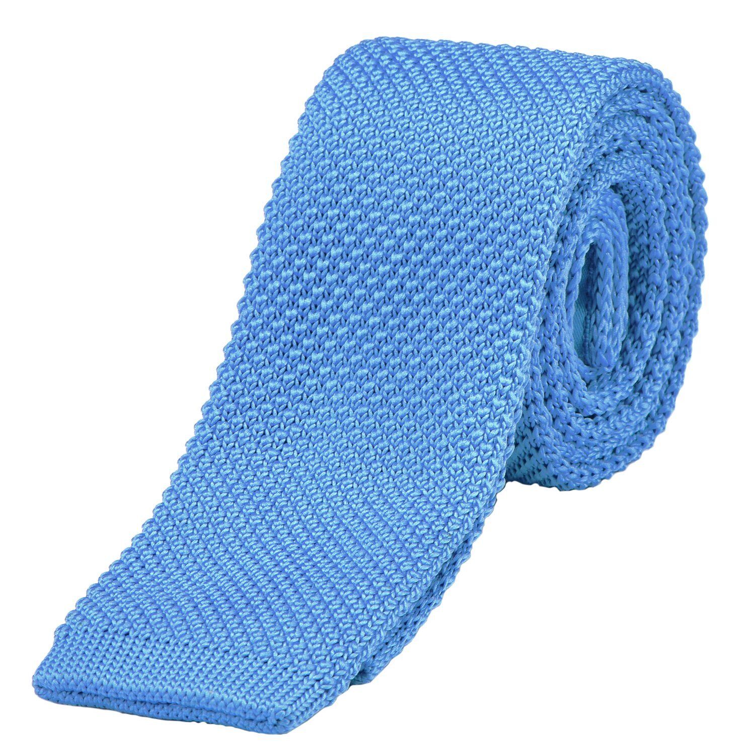 DonDon Krawatte »schmale Krawatte 5 cm Wollkrawatte« (1-St) Strickkrawatte, Retro-Look, für Büro oder festliche Veranstaltungen, hellblau