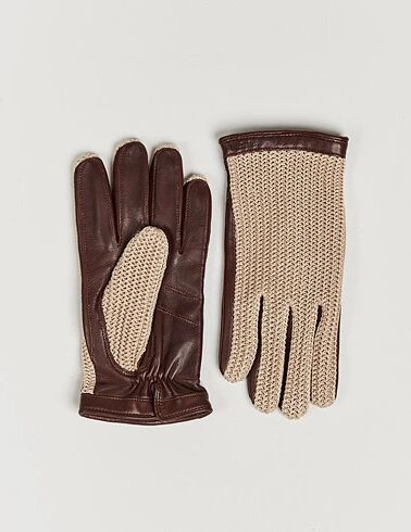 Hestra Adam Crochet Wool Lined Glove Chestnut/Beige