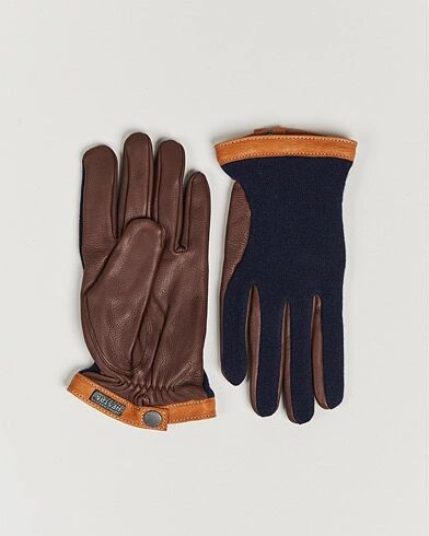 Hestra Deerskin Wool Tricot Glove Blue/Brown
