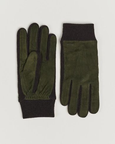 Hestra Geoffery Suede Wool Tricot Glove Dark Olive