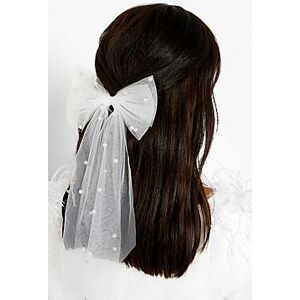 Statement Pearl Mesh Bow Hair Clip  white ONE SIZE Female