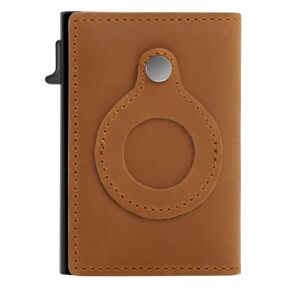 shopnbutik Anti-Theft Positioning Wallet Men Card Holder Mini Wallets For Airtag(Cowhide Dark Brown)