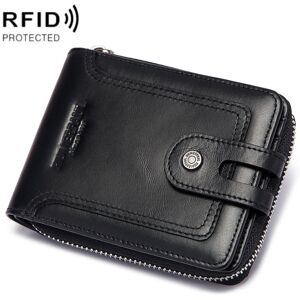 HUMERPAUL BP948-s RFID Anti-Theft Brush Men Leather Wallet Short Coin Purse(Black)