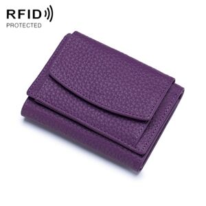 Shoppo Marte CL-2753 Leather RFID Short Coin Purse Wallet(Purple)